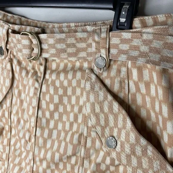 ULLA JOHNSON Waverly Printed Jeans Women 12 Tan Check Print Tapered 100% Cotton - Picture 6 of 14